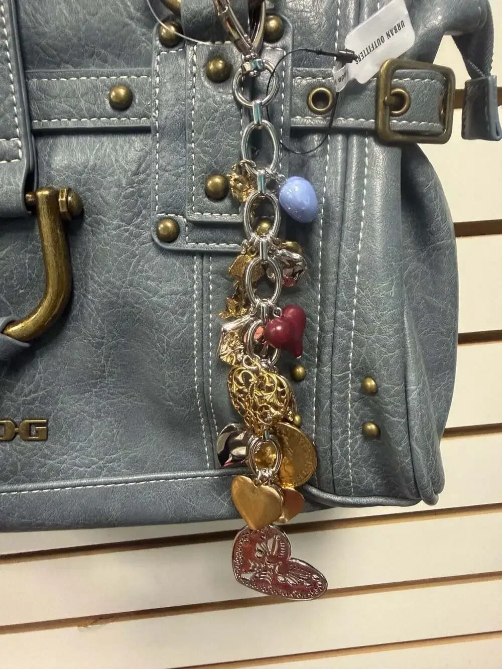 BDG Karlie Lock Shoulder Bag in Blue with Charm NWT